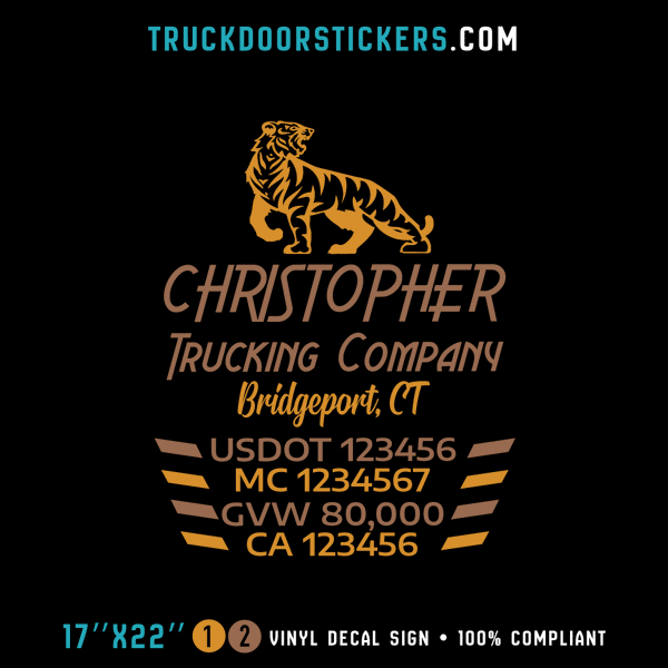 Truck Door Decal, Company Name, Location, USDOT, MC, GVW, CA