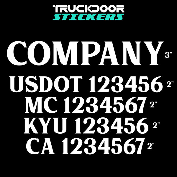 company name usdot mc kyu ca number decal