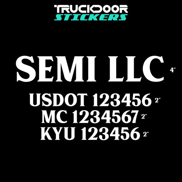 semi truck door decal with usdot mc kyu