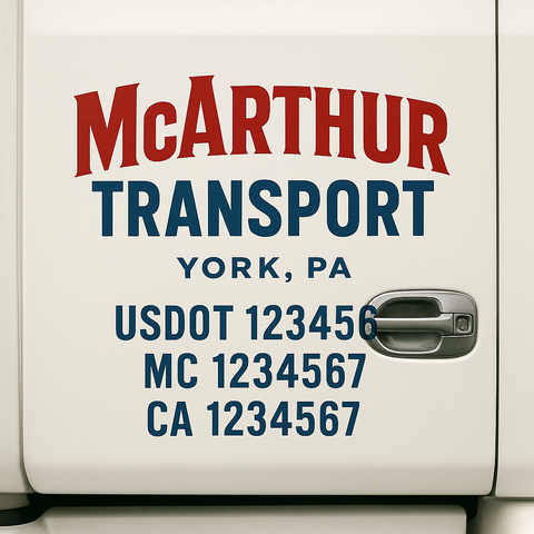 Truck Door Decal Lettering Sticker Signs | Add Your Info - Create Your Own Semi-Truck Door Signs