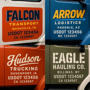 Truck Door Decal Lettering Sticker Signs | Add Your Info - Create Your Own Semi-Truck Door Signs