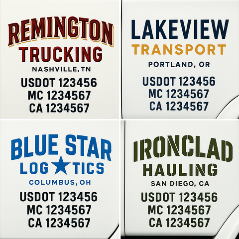 Truck Door Decal Lettering Sticker Signs | Add Your Info - Create Your Own Semi-Truck Door Signs