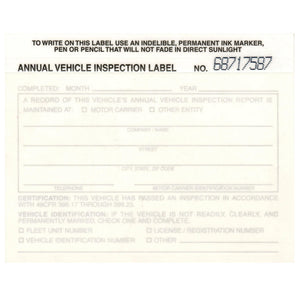White FMCSA Annual Vehicle Inspection Label Sticker Decal For Compliance