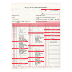 Annual Vehicle Inspection Report Sheet (Carbonless)