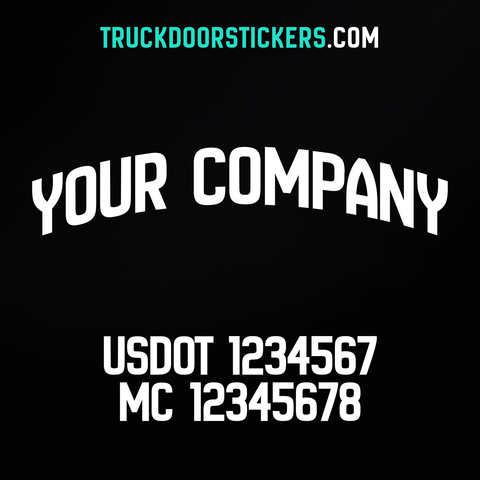 arched company name decal with usdot, mc
