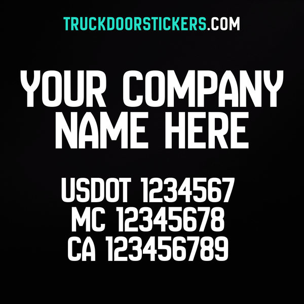Business name decal with usdot, mc, ca 