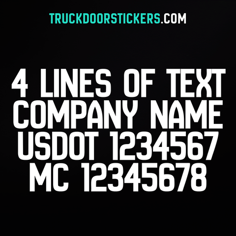 4 lines of text truck decal