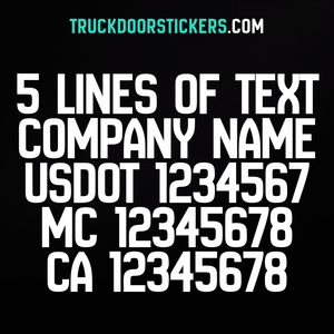 5 lines of text truck decal