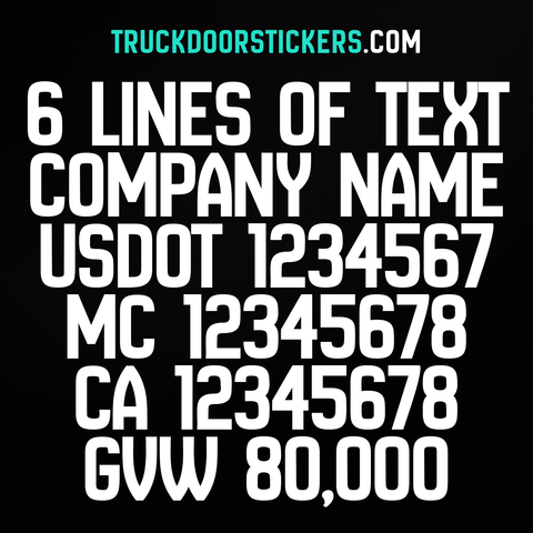 6 lines of text truck decal
