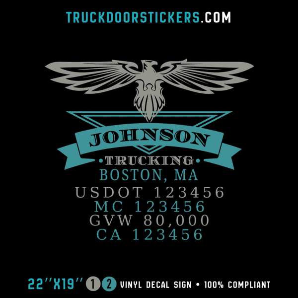 Truck Door Decal, Company Name, Location, USDOT, MC, GVW, CA