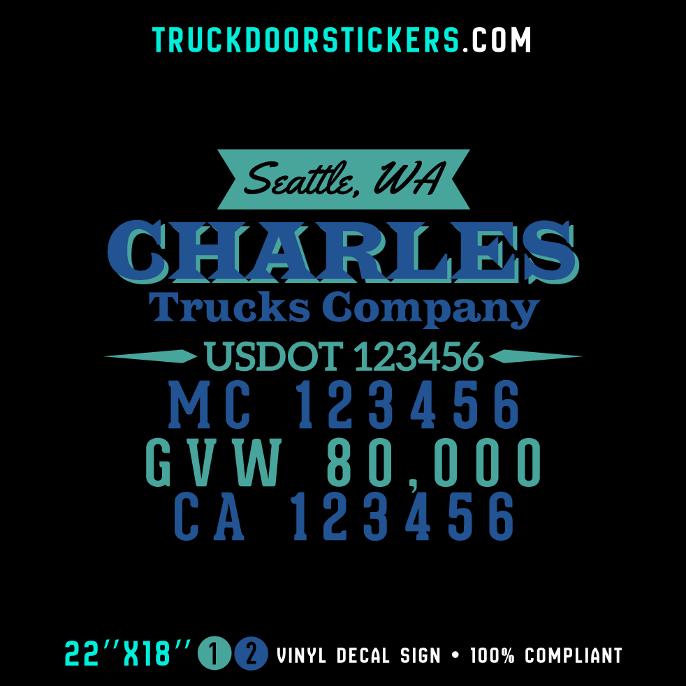 Truck Door Decal, Company Name, Location, USDOT, MC, GVW, CA