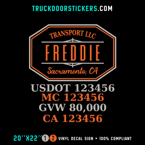 Truck Door Decal, Company Name, Location, USDOT, MC, GVW, CA