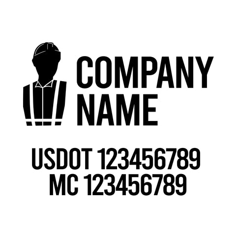 Company Name Truck Door USDOT/MC Constuction Themed Decal (Set of 2)