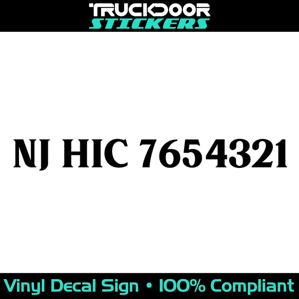 NJ HIC number sticker