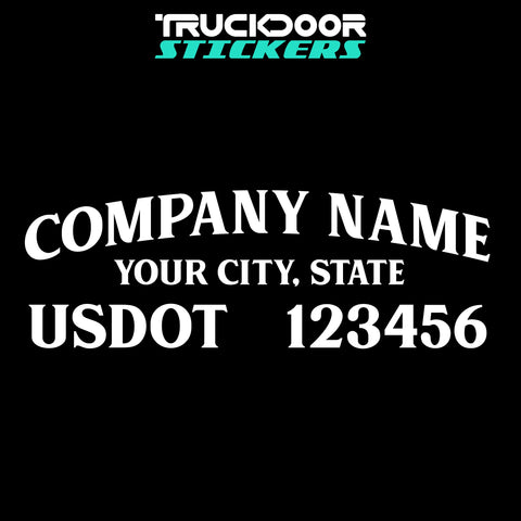 arched company name, city & usdot decal sticker