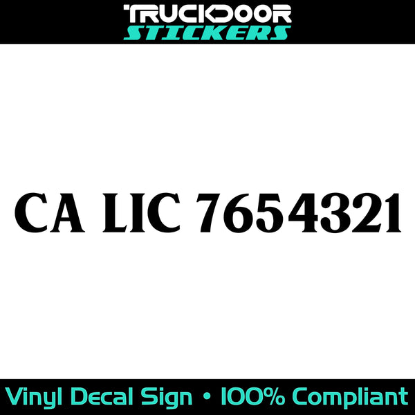 ca lic number sticker