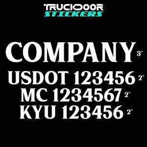 company name usdot mc kyu decal sticker