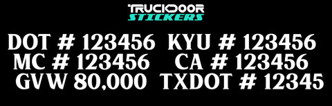 dot mc gvw kyu ca txdot number decal