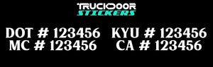 dot mc kyu ca number decal