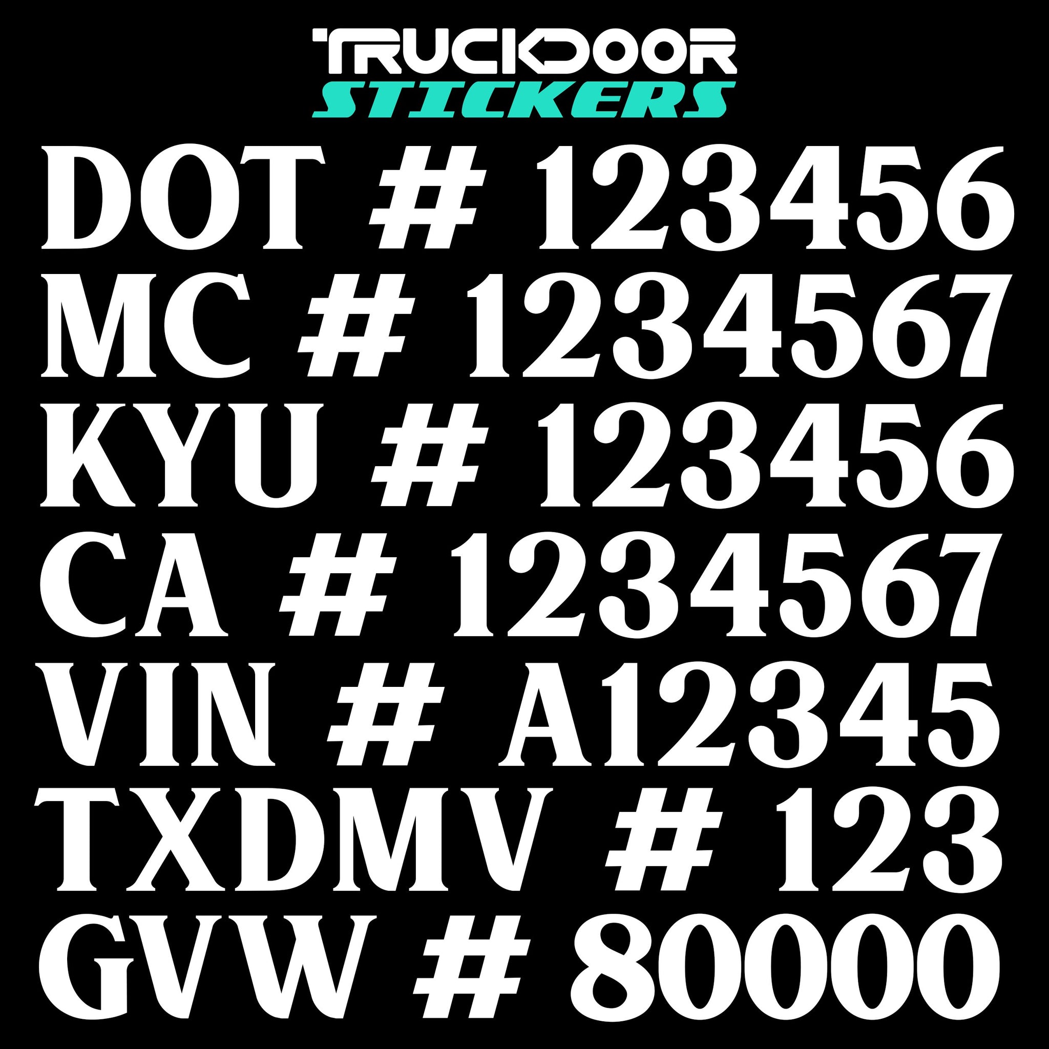 dot mc kyu ca vin txdmv gvw decal 