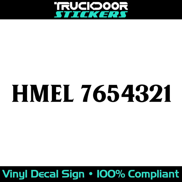 HMEL number sticker