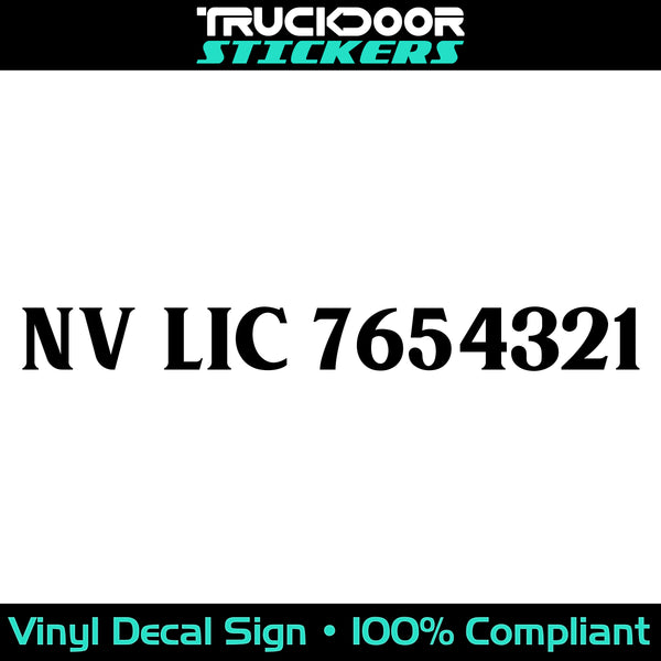 NV LIC number sticker