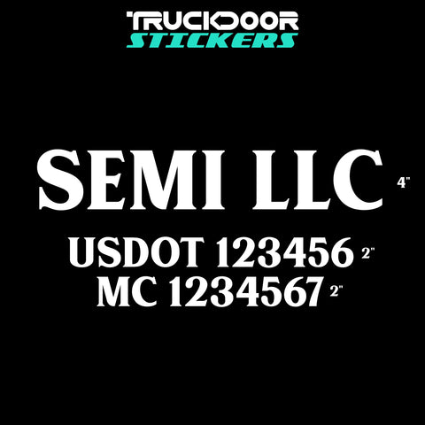 semi truck door decal with usdot & mc