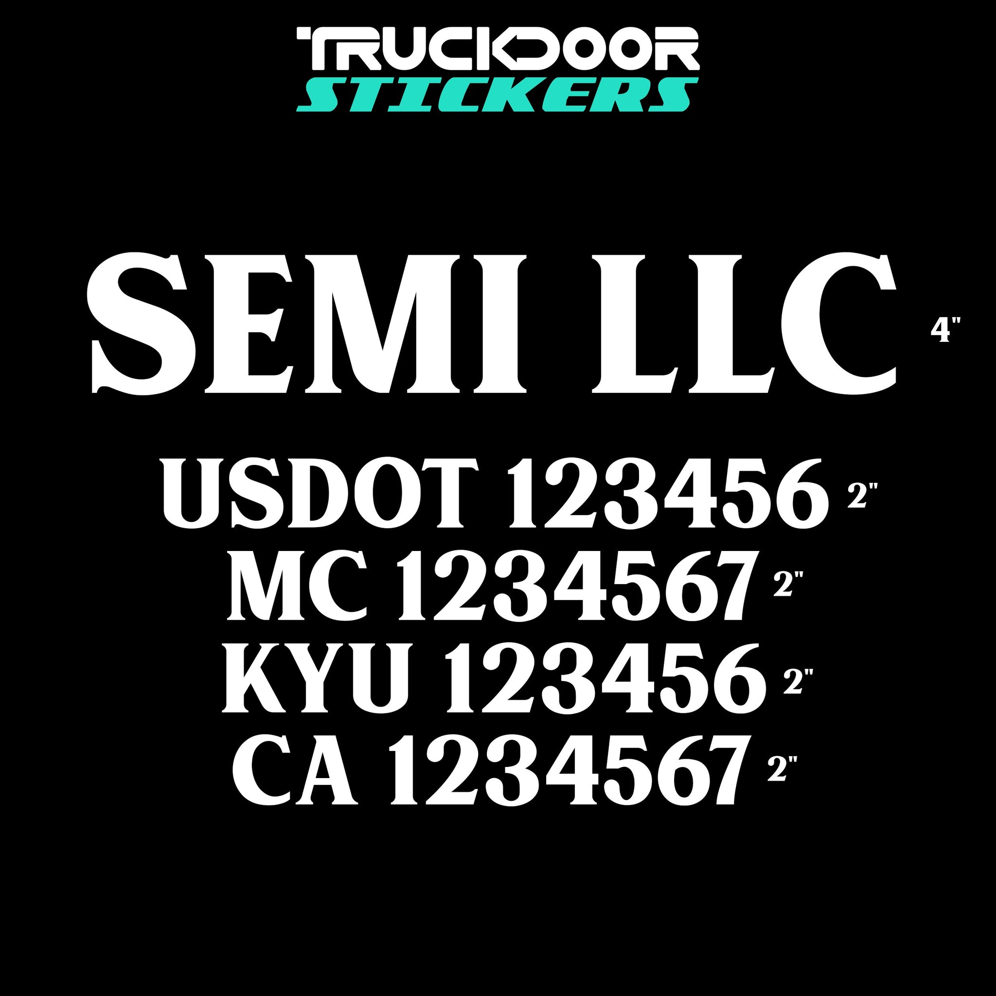 semi truck door decal with usdot mc kyu ca decal sticker