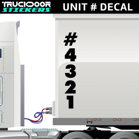 trailer truck number vertical number decal sticker