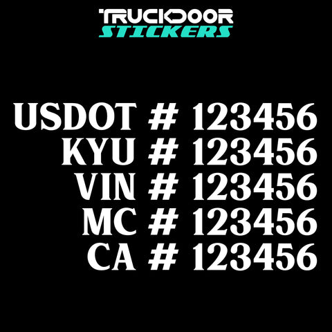 usdot kyu vin mc ca decal