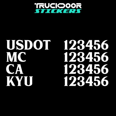 usdot, mc, ca & kyu decal sticker