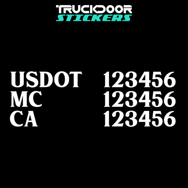 usdot, mc & ca number decal sticker